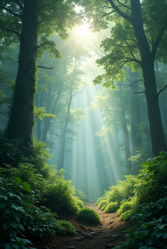 (masterpiece),(best quality:1.5),(highres), wallpaper 8k, Very fine image details,Soft light, Very dense forest, trees, plants,
