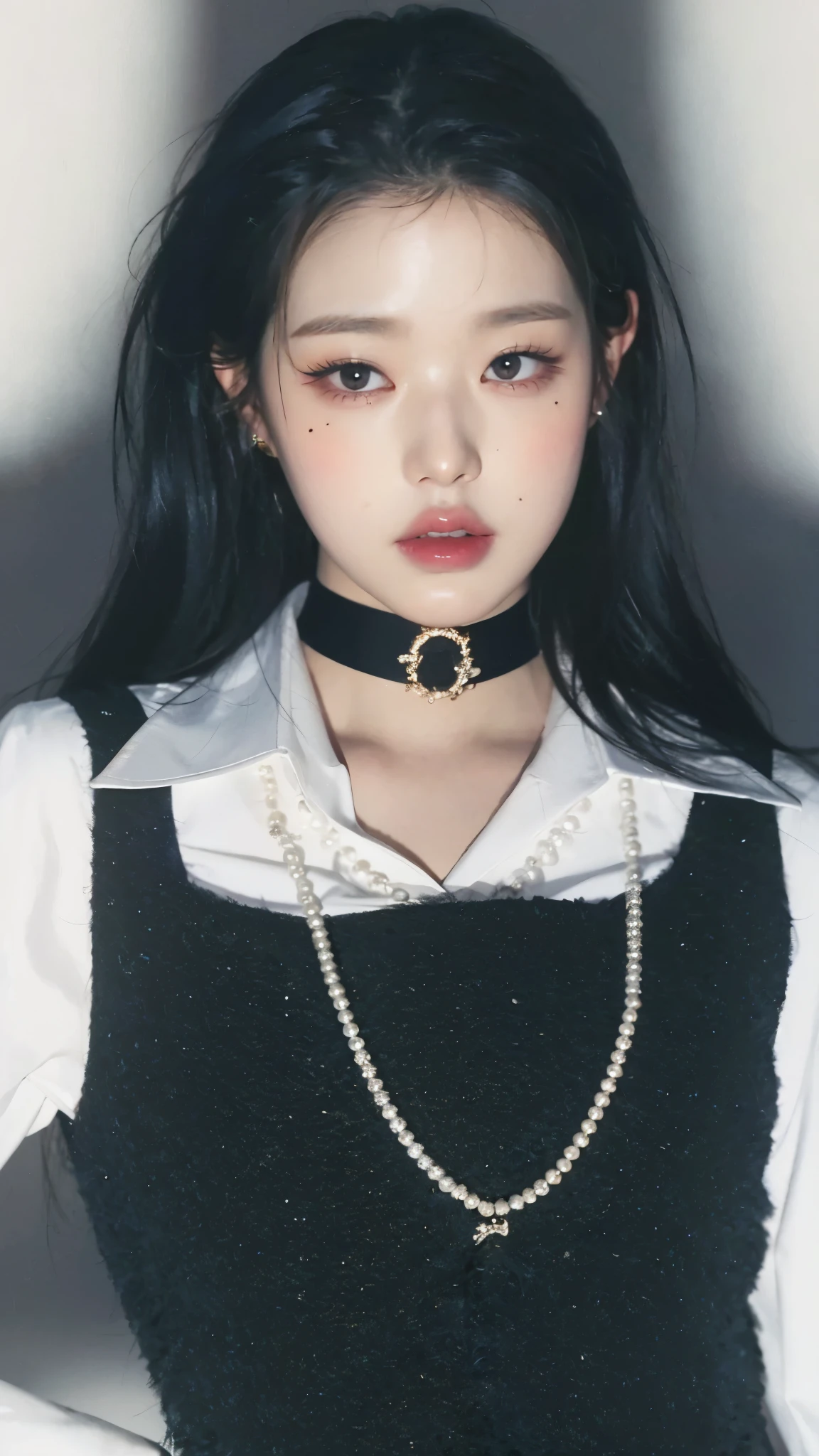 Blonde woman with long hair holding a white cell phone, retrato de kim petras, maquillaje popular de corea del sur, Retrato de Jossi de Blackpink, Parque Roseanne de Blackpink, ulzzang, maquillaje coreano popular, cruel korean gothic girl, ava max, con el pelo largo y blanco, inspirado en Yanjun Cheng, bella delfina, kim taejin