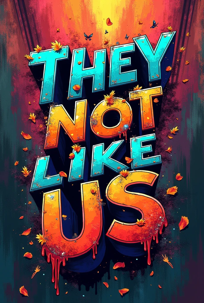 Generate a picture with fonts quoting “They Not Like Us” in a hiphop theme