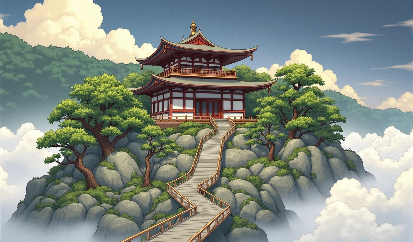 Oriental Building, masterpiece, Japanese, forest, rainforest、Shishiodoshi、