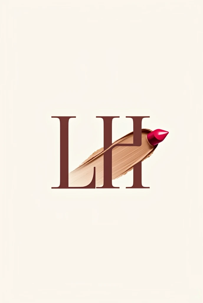 Create a chic LH letter logo for makeup artist with creative foundation smudge and lipstick