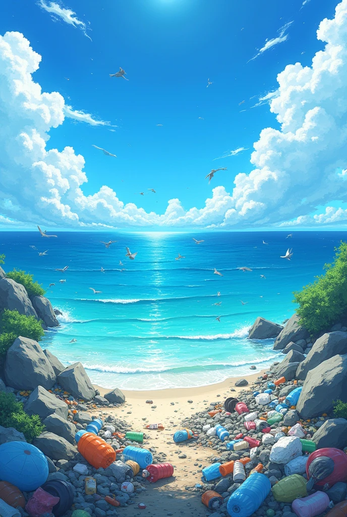 anime,Sea,rubbish,unmanned