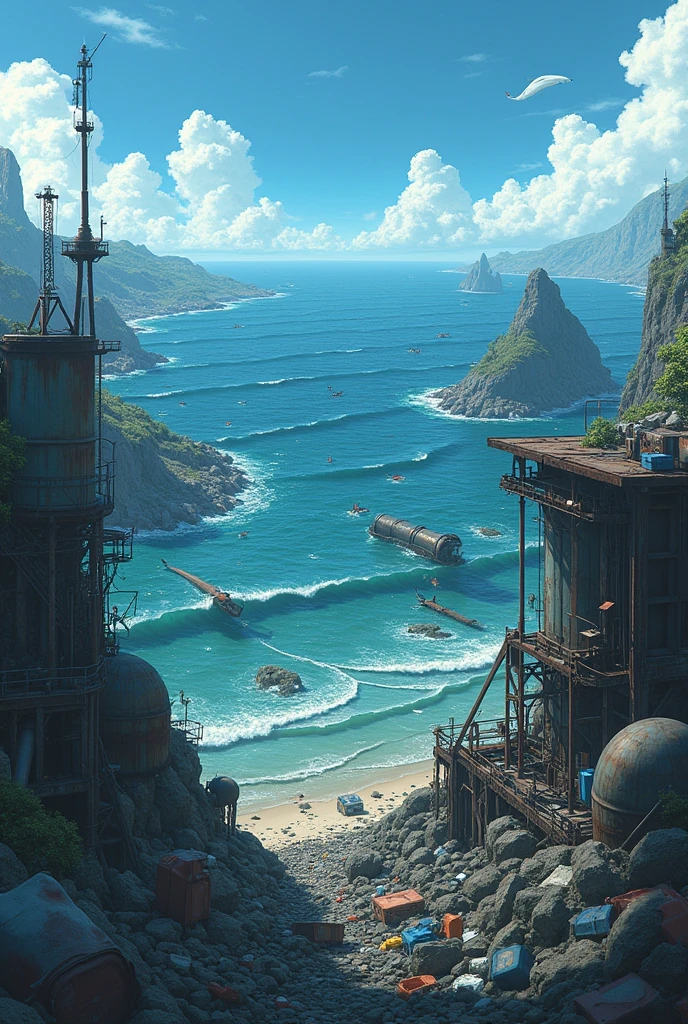 anime,Sea,rubbish,unmanned