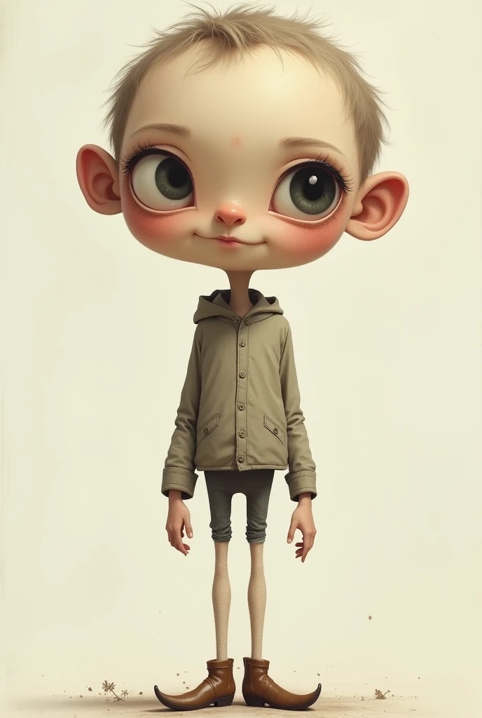 Tall big-headed boy with clothes
