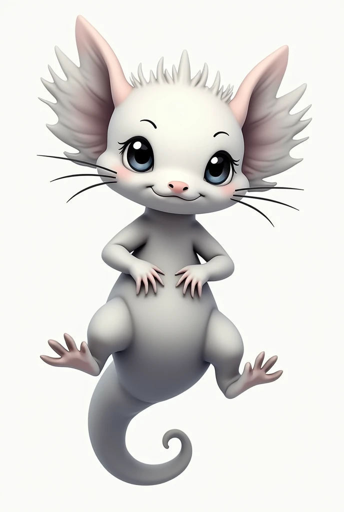 design a white axolotl with black and gray front formal logo