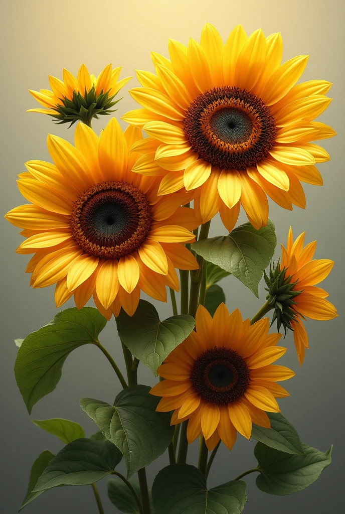 THREE INTERTWINED SUNFLOWERS