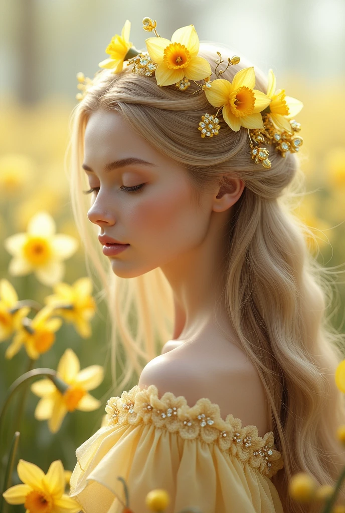 Daffodil inspired hair accessories