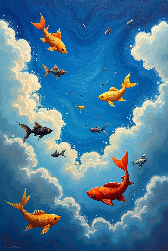 You can make a Van Gogh-type painting of the sky where fish jump in the clouds.