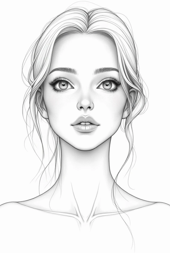 female face, drawing reference, 3d reference, line art
