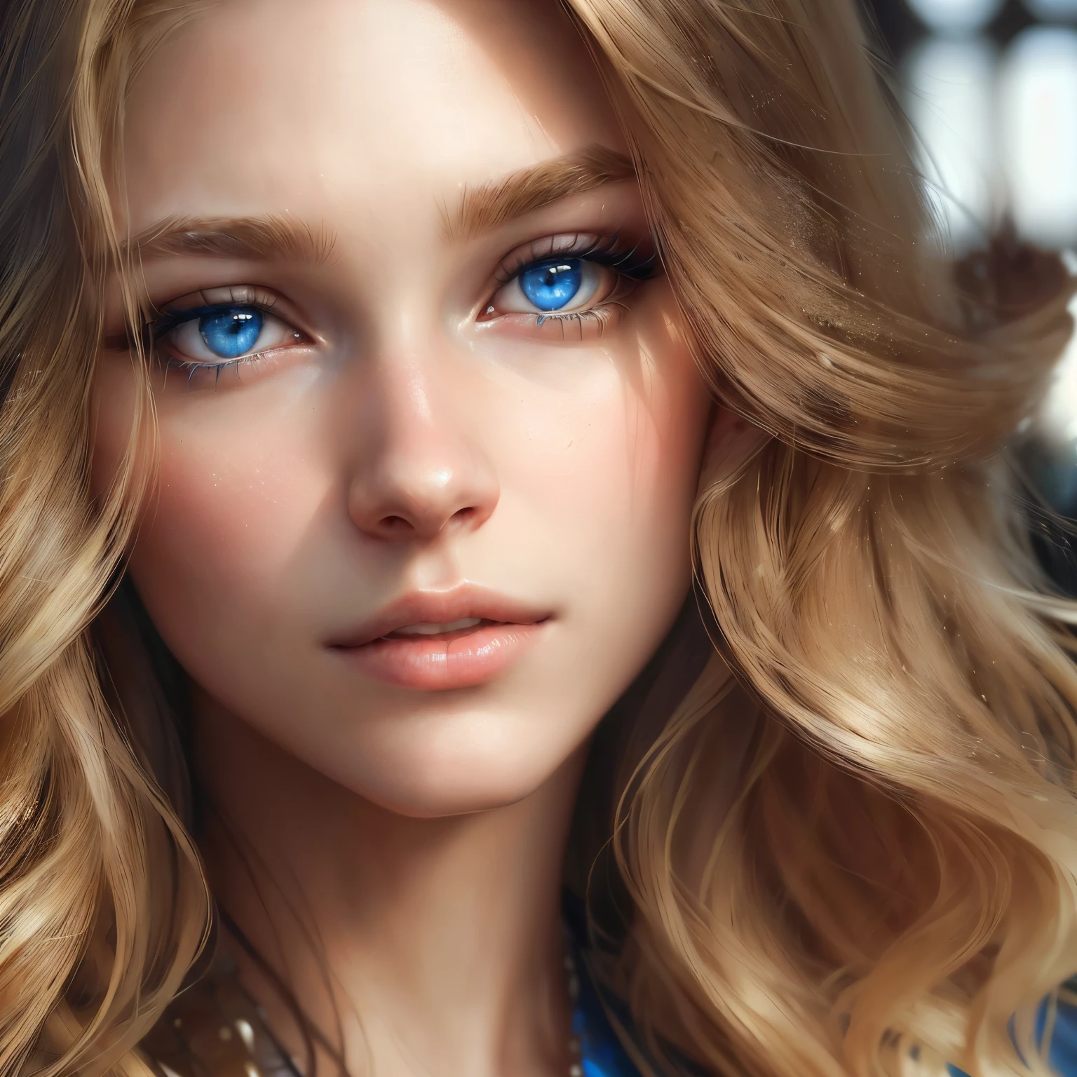 a closeup of a woman with long blonde hair and blue eyes, Beautiful portrait image, photoBeautiful realistic face, Beautiful realistic face, Beautiful model girl, beautiful realistic face, Beautiful model girl, Realistic digital painting, Beautiful face portrait, blonde hair and big eyes, hyperBeautiful realistic face, soft portrait 8k, perfect face model, beautiful and attractive face, perfect face )