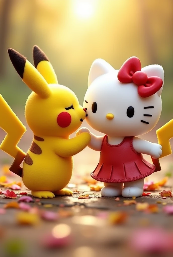 Pikachu kisses HelloKitty