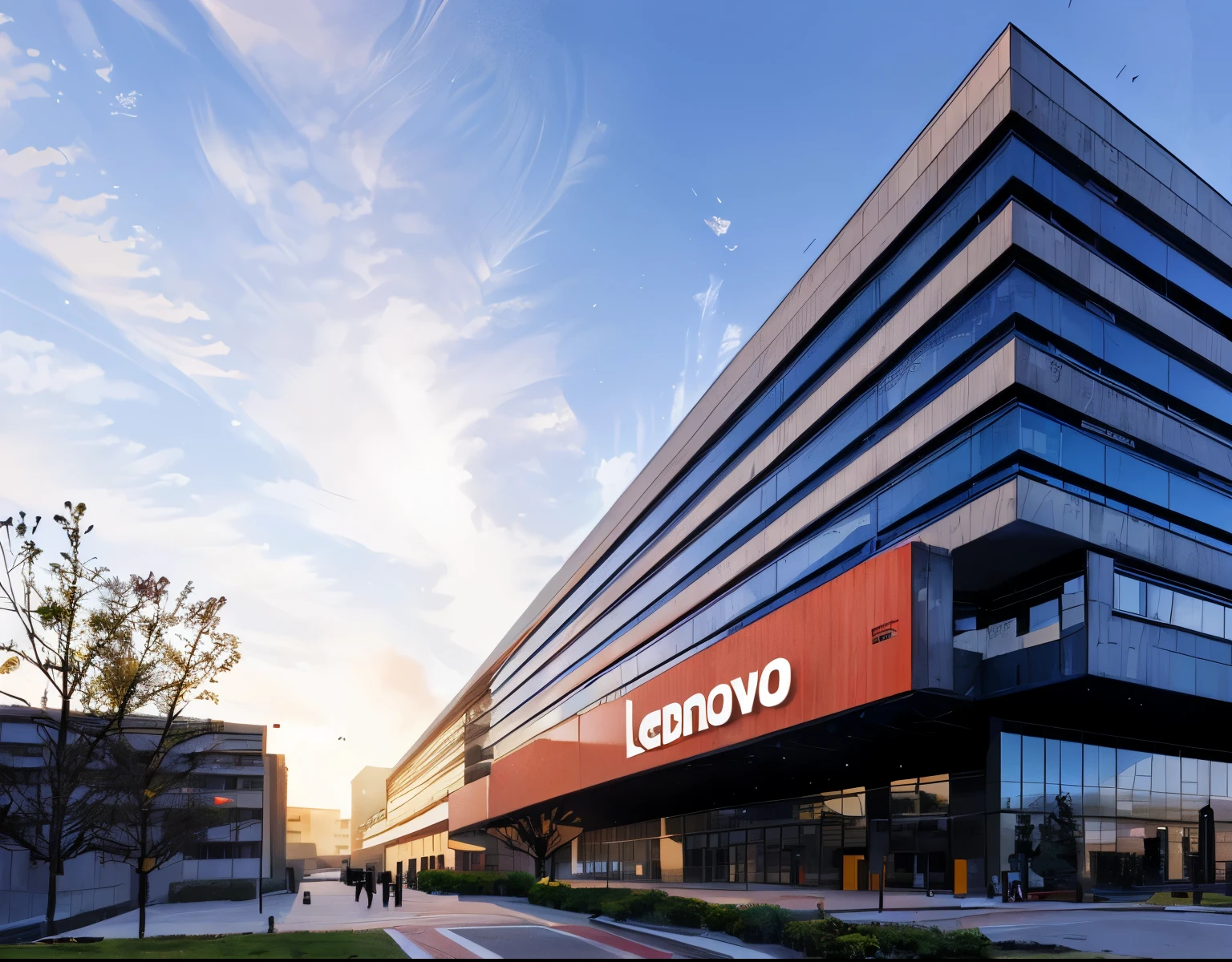 Overlooking a building，It says &quot;Lenovo&quot;, association, High-quality images, eliminate, High-quality images, 3840x2160, 3840 x 2160, &quot;Wide-angle lens
