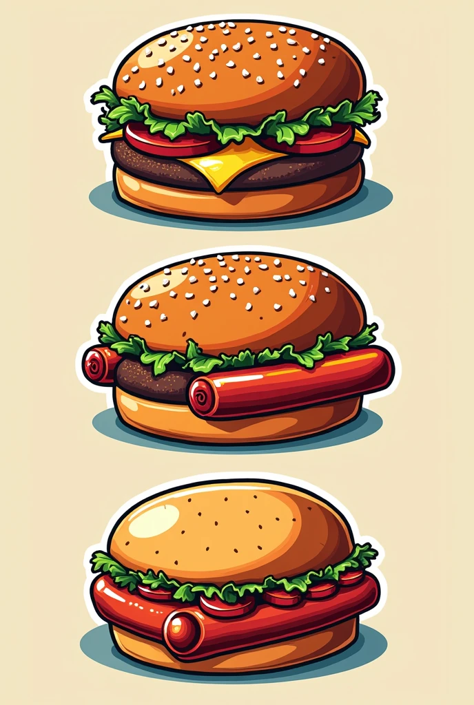Fast Food Logo that includes, burgers,hotdog,arepas.