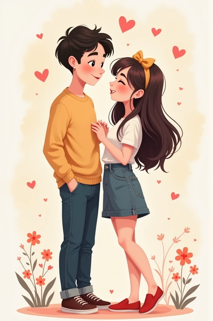 Create a cute couple image of Franklin and Suh