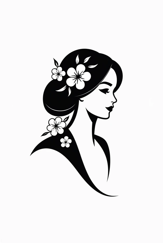 A logo for a business called Karlita Shop in black and white with flowers