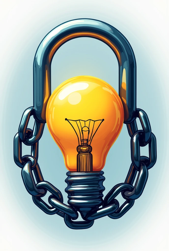 A graphic or icon of a light bulb (symbol of innovation) surrounded by a chain or padlock, representing state restriction.
a color that is colorful