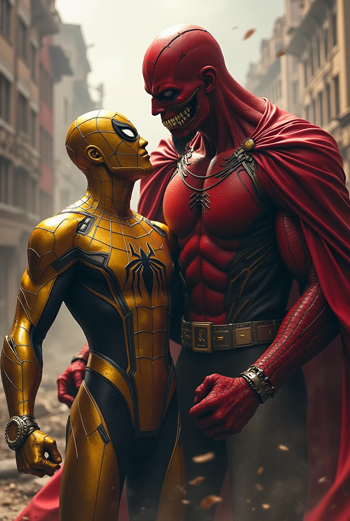 Spider-Man with the gold suit vs Red Skull