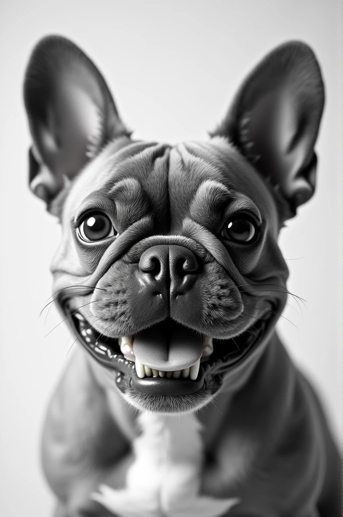 Face bulldog france black and white so funny