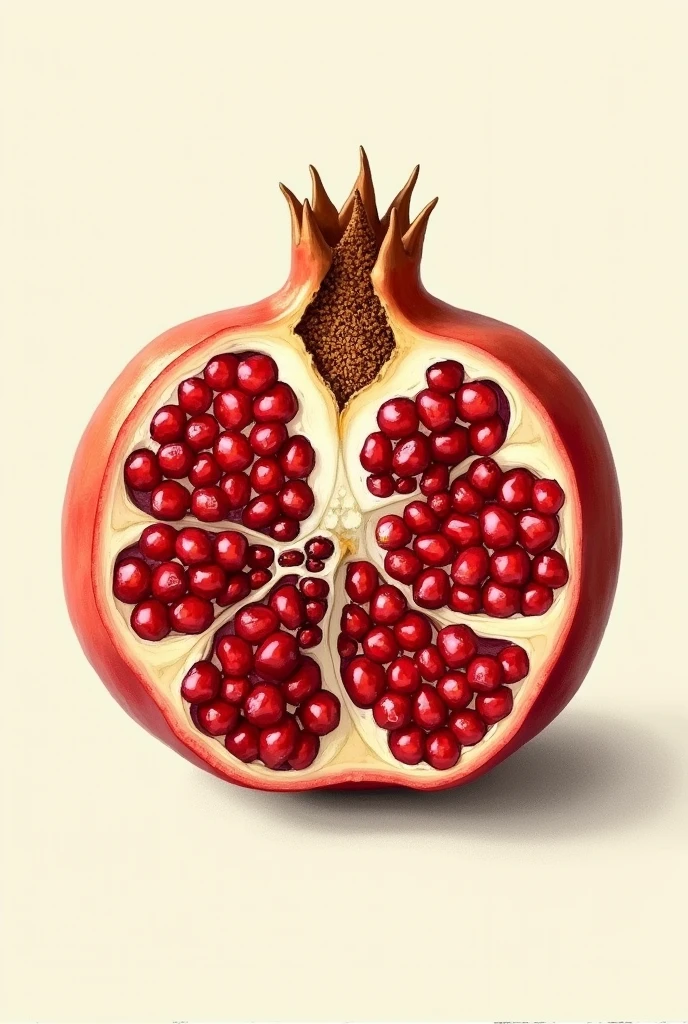 A picture made in scientific illustration of a fruit called pomegranate
