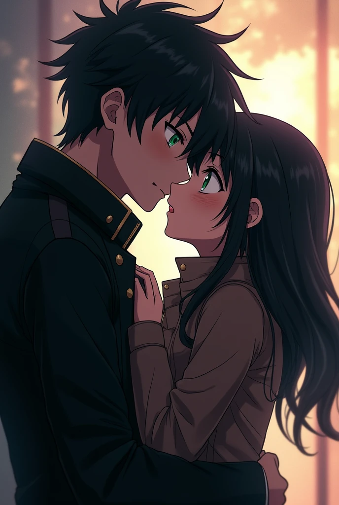 
















Boy Style Naruto Character Black hair a little big Dark green eyes Black coat Kissing with Hinata Hyuga


