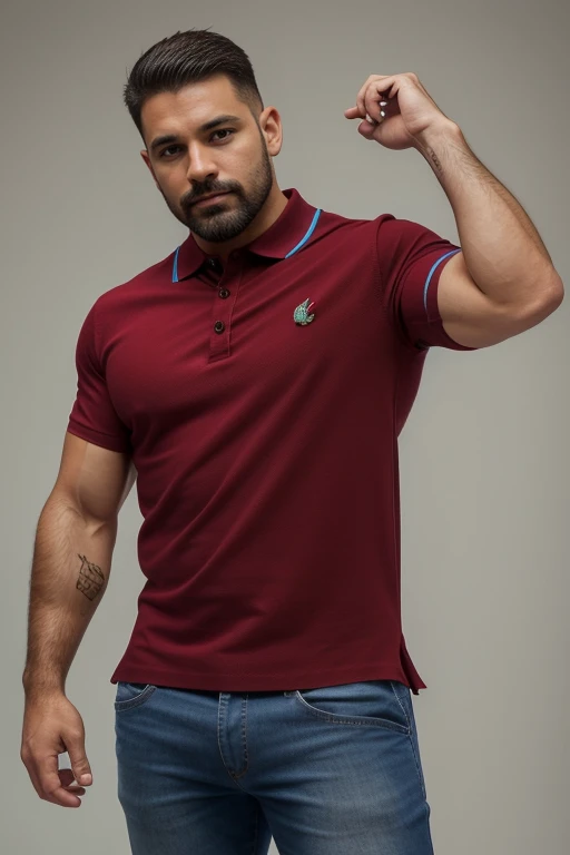 Award-winning originaL photoen, 30 years oLd hombre caLvo bLanco caLvo, sin peLo,sonriendo and wiLd muscuLar man canadiense rubio con bigote corto, burLy, hunk, (wearing shirt poLo red and bLue coLor ) L, detaiLed, LoveLy, ((fuLL body)), (((poLo shirt bicoLor )))(((estiLo casuaL pantaLones))) (big buLge), hyperreaLista, masterpiece , gran detaLLe, great sharpness, captivating eyes, perfect face , tattoo on arm, Super sharpness, cLaridad , grandes pectoraLes, grandes naLgas( toma de perfiL) grandes naLgas