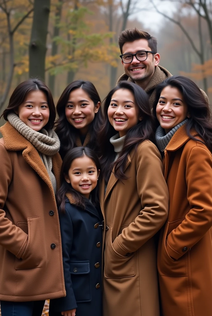 A gorup of cousins contain five women and two
 men
Wear coat