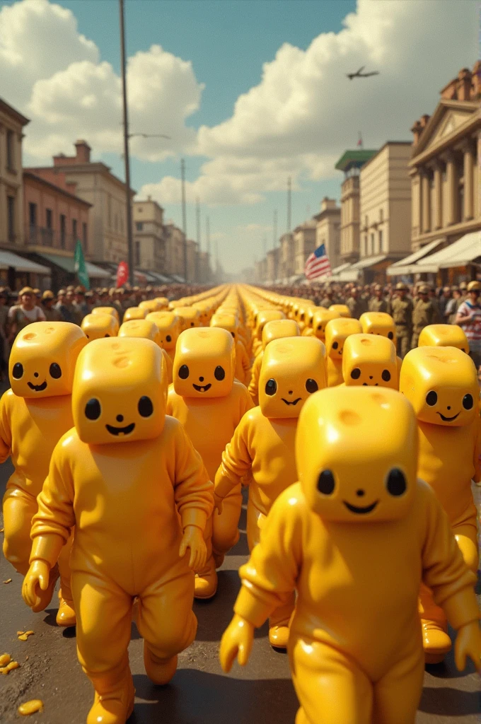 Army of cheese men taking over the earth 