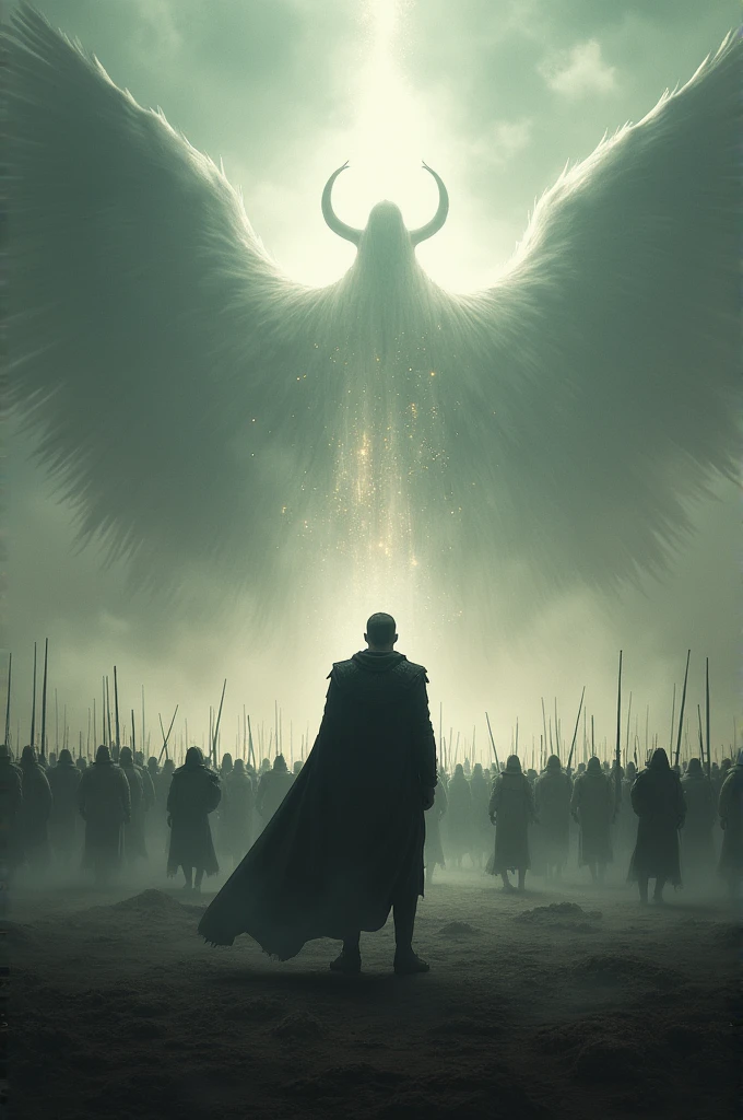A person facing an army alone but behind him is an army of invisible angels