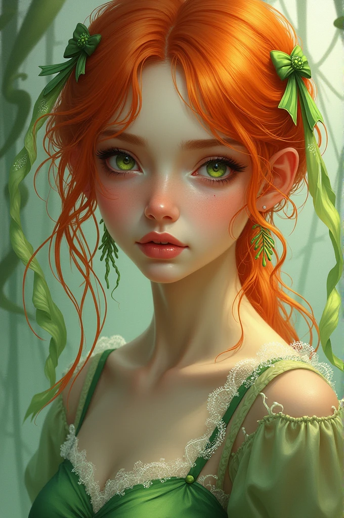 Orange Hair、Green ribbon
