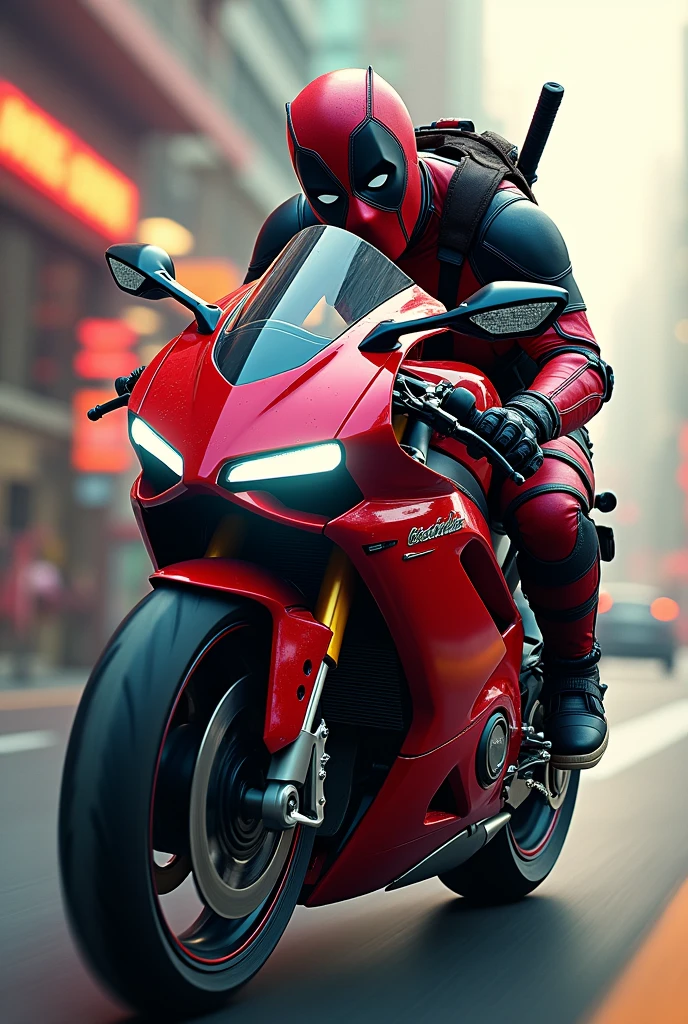Deadpool and Dogpool on a MV Agusta Brutale 800RR motorcycle