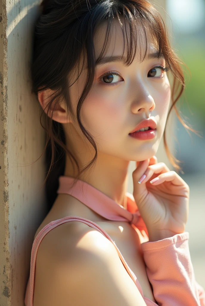 You are a professional photographer。Highest quality, masterpiece, Ultra-high resolution, (Realistic), Spread your legs、RAW Photos, Japanese Idols、Bob Hair、Whole Body Ezbian、tie、bracelet、Highly detailed face and skin texture, Delicate eyes, single eyelid、Cool Beauty,under the sun