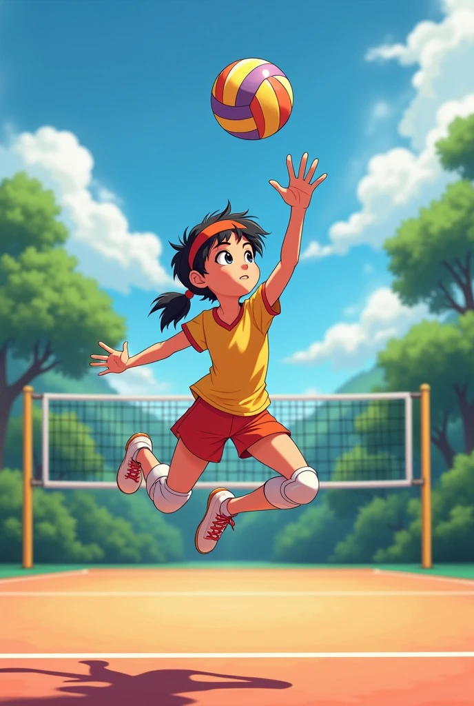 8 year old girl playing volleyball with knee pads 