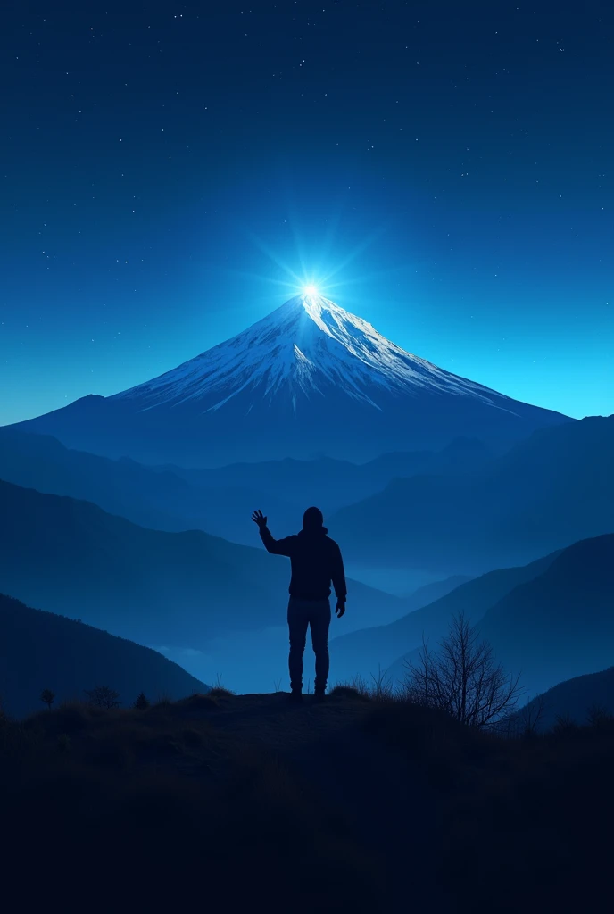 Bolivia waving in the night with the illimani in the background