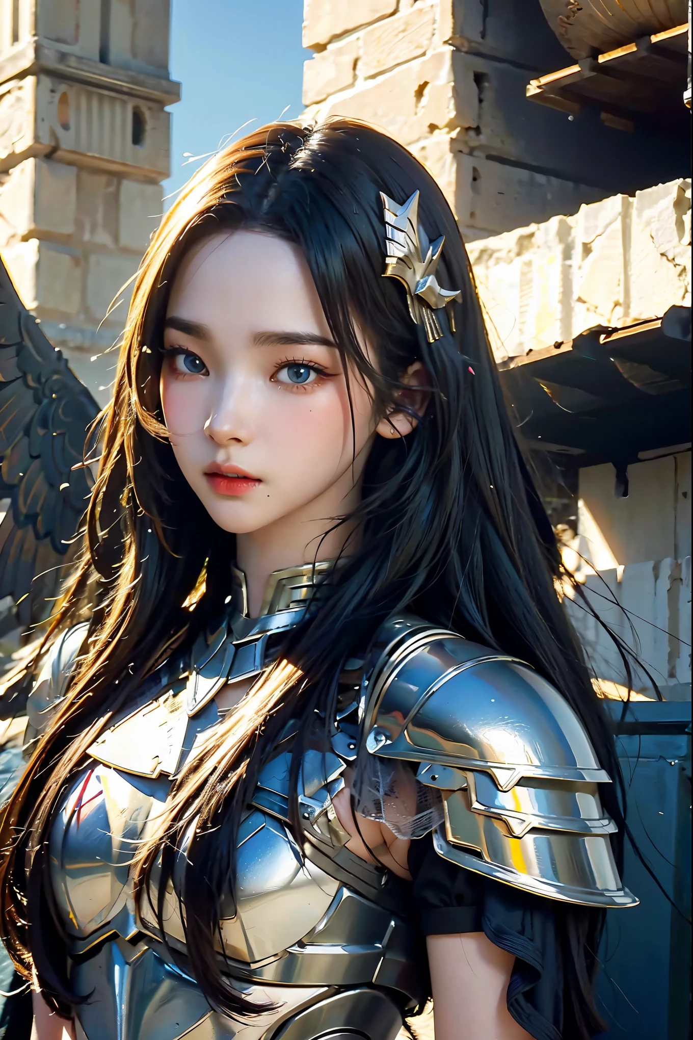(l1vvydunne:.95), High angle photo of stunning young valkyrie woman in Stefan Kostic style, realistic skin texture,(Winged helmet:1.1), (valkyrie armor:1.2), 1 / 2 Body Crop, 8 5mm art lens, F 1. 2, sharp focus, 8k high definition, incredibly detailed, convoluted, elegant, Stanley Lau(Stanley Lau)Wow Art Jereum(artgerm)the art of