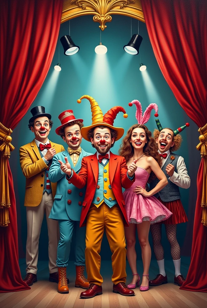 Beautiful image of a painting that represents the elements of theater in comedy 
