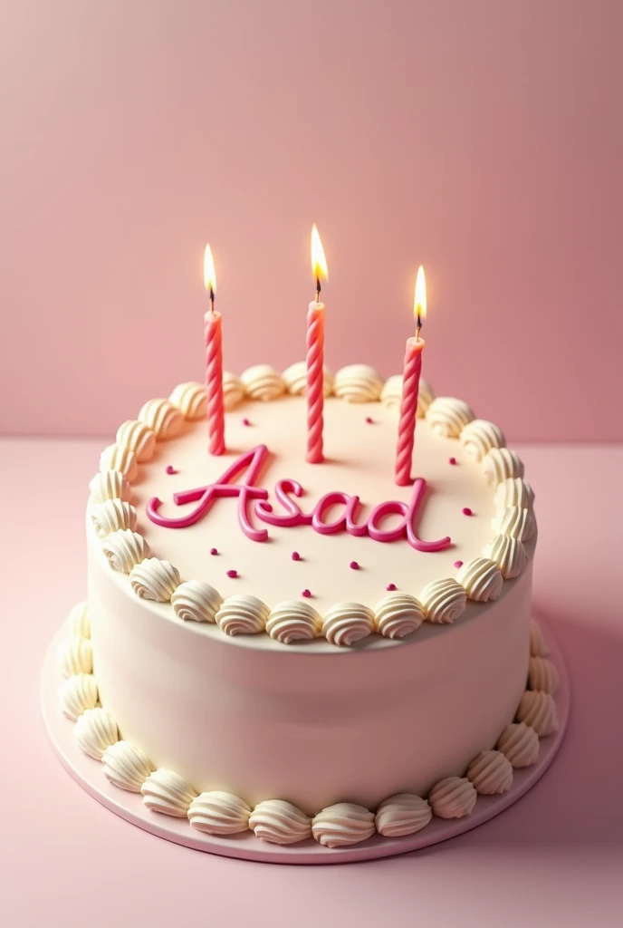 Create an image of a birthday cake and asad name writen on it