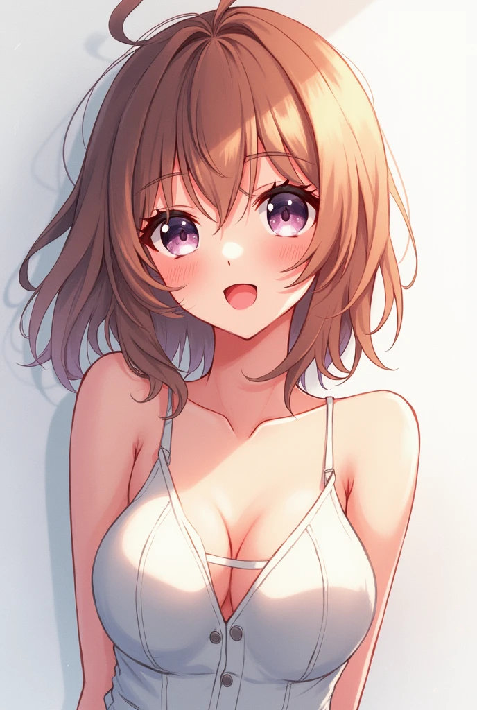 Official art using quality hand-drawn watercolor sketch techniques. (Highest quality,4K,8k,High resolution,masterpiece:1.2),Very detailed,Beautiful attention to detail,girl with beautiful eyes, everyone, Beautiful Anime Girls, Cute Anime Girl, Smooth anime art, Anime Style, Elegant colors, Soft lighting, A delicate and beautiful single eye, Very coquettish, Beautiful big breasts, (The right move:1.2),