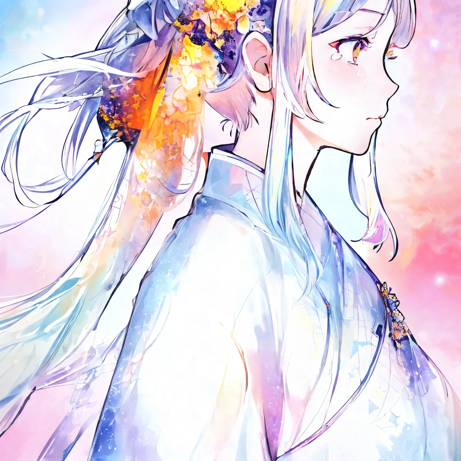 (In 8K, RAWphotograph, 最high quality, Tabletop: 1.2), High resolutionRAWカラーphotograph, Professional photograph, Cinematic Light, (And soul:1.2), (1 Female), Blonde, ((Brightly colored kimonos)), (Detailed facial expressions), Slender, ((Sad expression;1.9)), ((Tears running down my cheeks, Flowing Tears)), Look Away, ((Backlight, Sunset and starry sky:1.5)), (((Detailed color painting))),Very detailed, photograph, Tabletop, high quality, high quality, High resolution, Professional Lighting,
