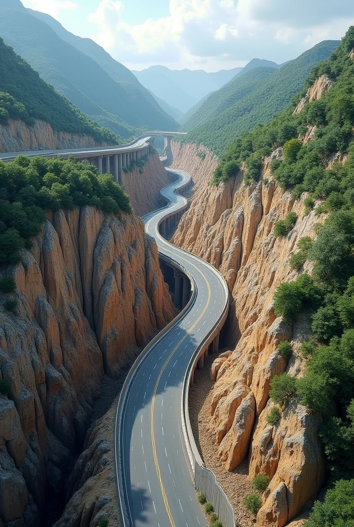 Cross section of national Highway in Cutting