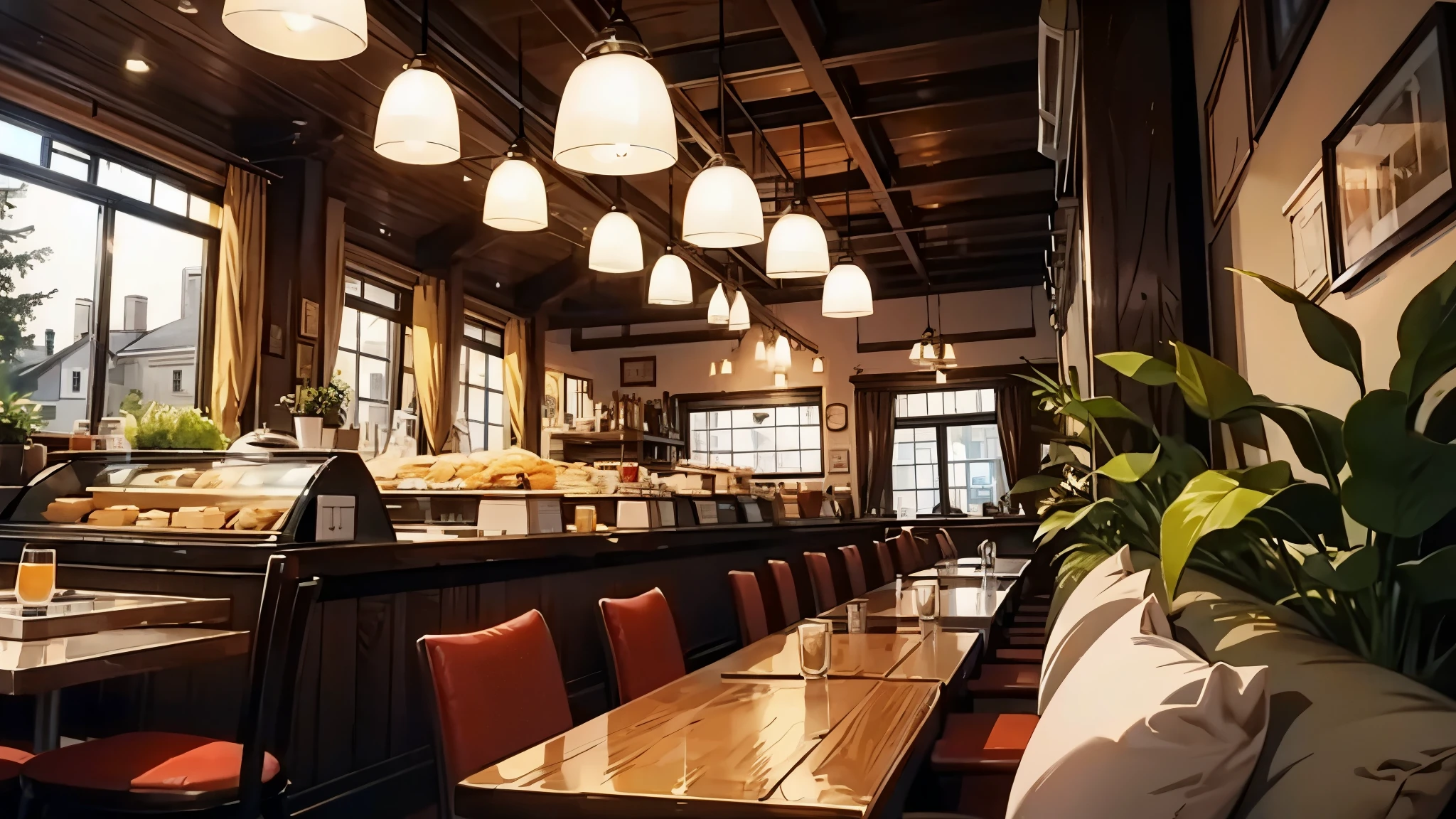 no humans, just a cozy café