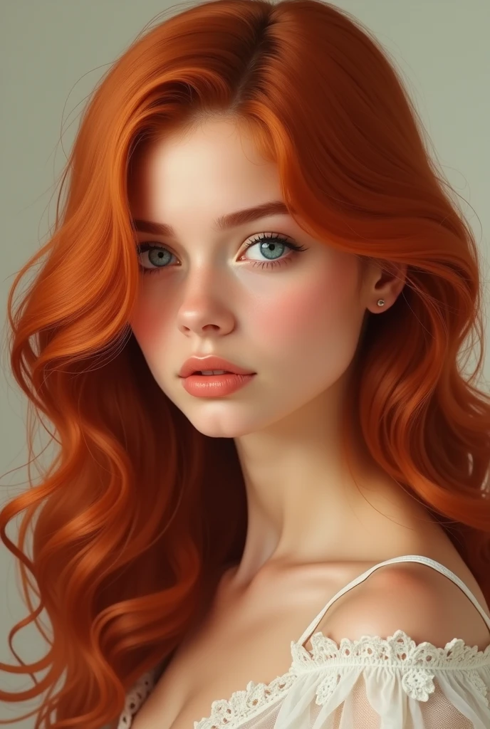 Portrait of a beautiful redhead girl identical to Karen Gillan