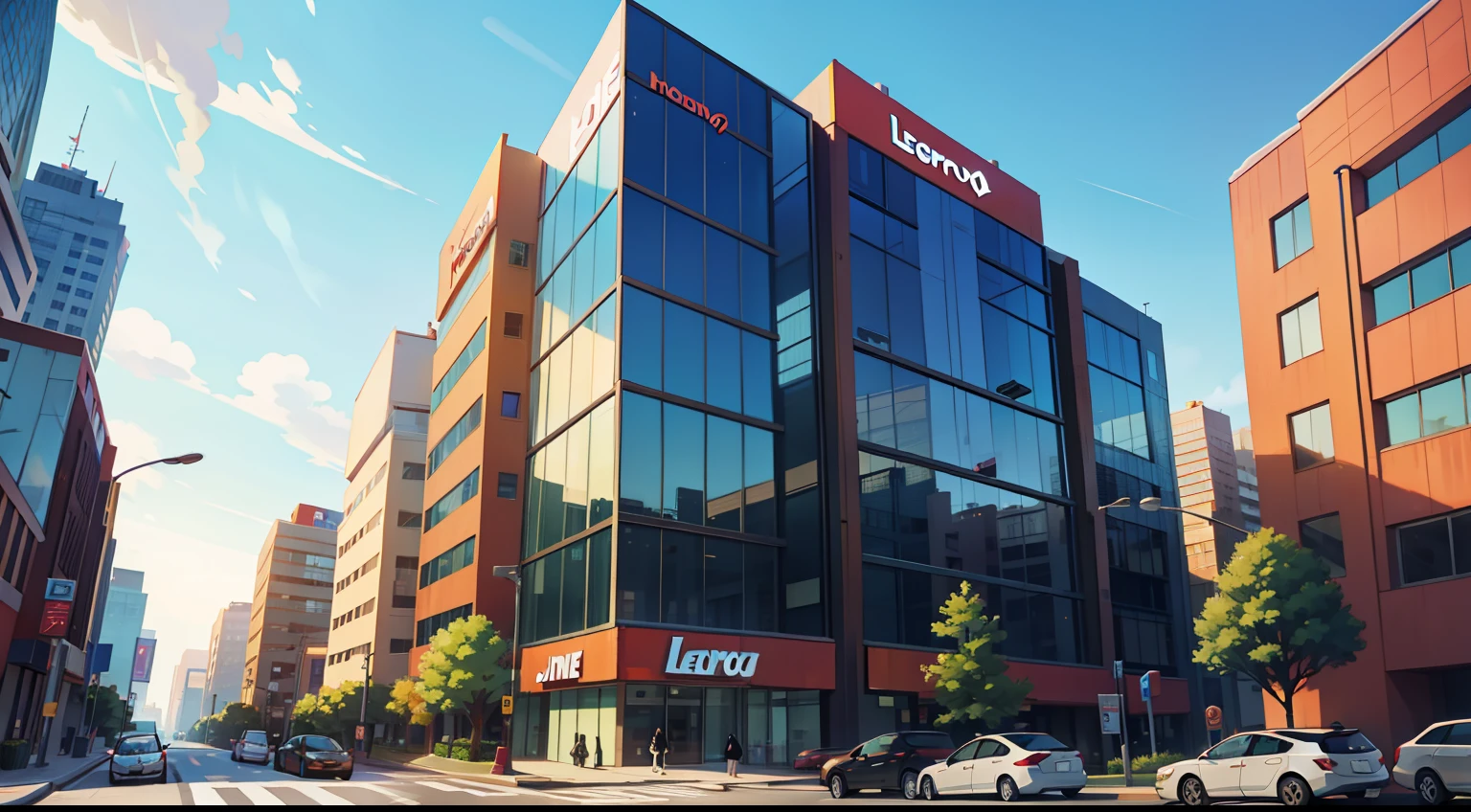 Scene shot outside the LENOVO office building
