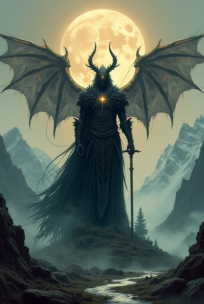 create an album cover mixing elden ring and skyrim symbols