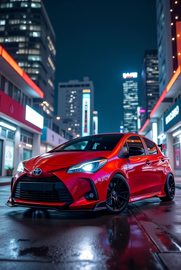 Toyota Yaris sedan 2023 red color tuned 