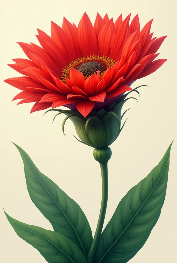 A red flower with a green stem to put on a sweater