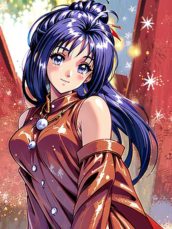 ((masterpiece)),((Ayako Katagiri)),((Katagiri Ayako)),((Mischievous Smile)),Anatomically perfect fingers,(((Snow Scene))),(((Santa Claus Costume))),winter,Separate costumes,Exposed navel