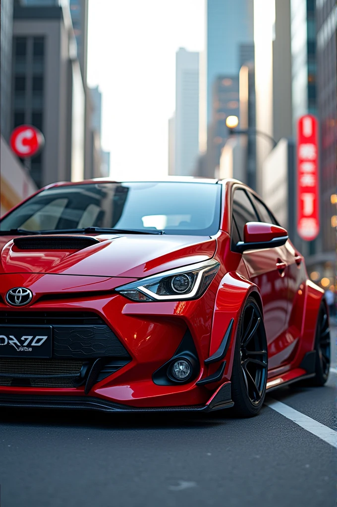 Toyota Yaris sedan 2023 tuned red color