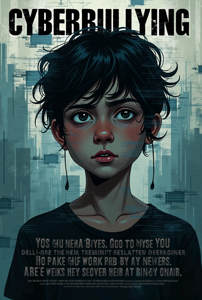 Cyberbullying Crime Prevention Poster Drawing by Junior High School Level Artist
