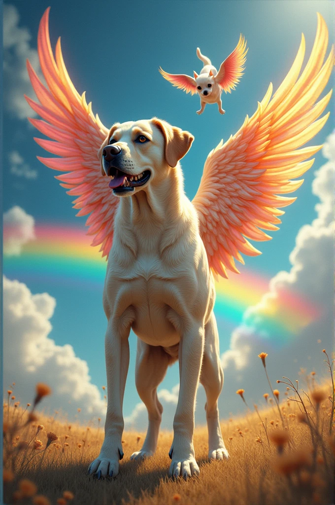 Labrador dog man with wings Chihuahua dog with wings Rainbow