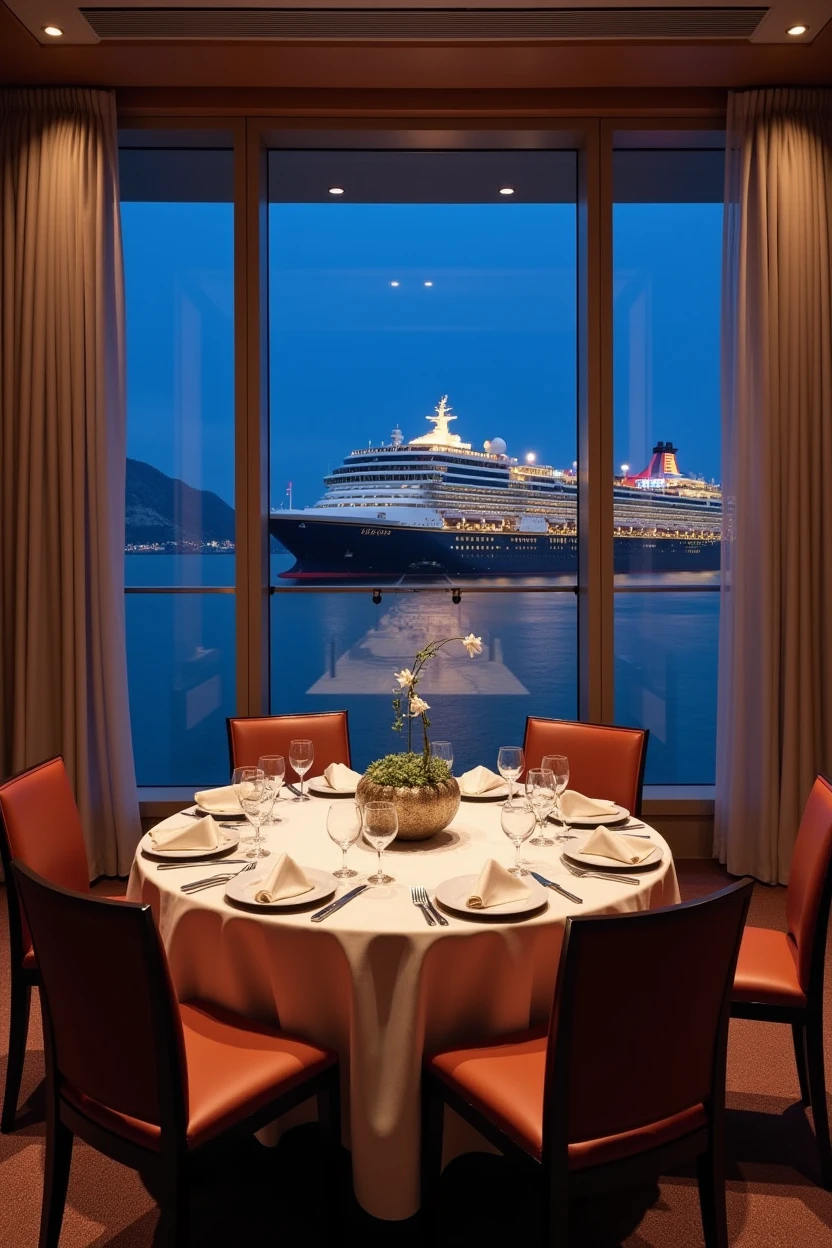 cruise ship banquet hall Night view